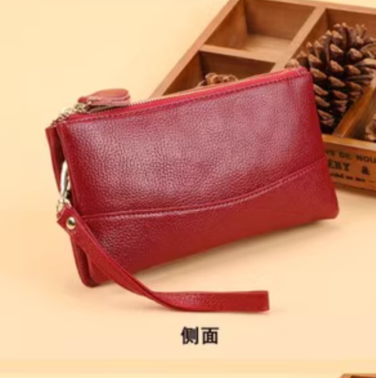ダブルジッパーのハンドバッグ型長財布