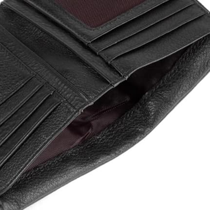 ラウンドフラップの革製コンパクト財布